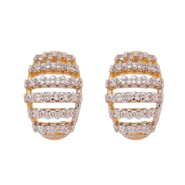 Brinco com zircônias folheado a ouro 18k