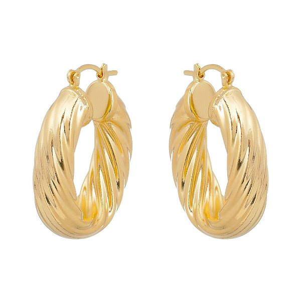 Argola trabalhada folheada a ouro 18k