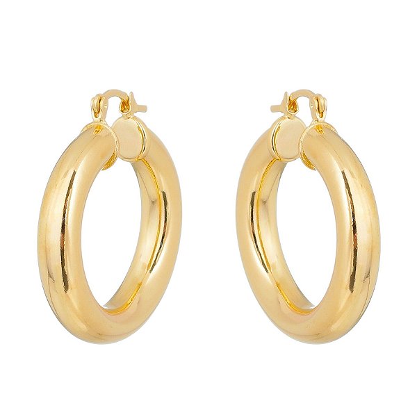 Argola lisa folheada a ouro 18k