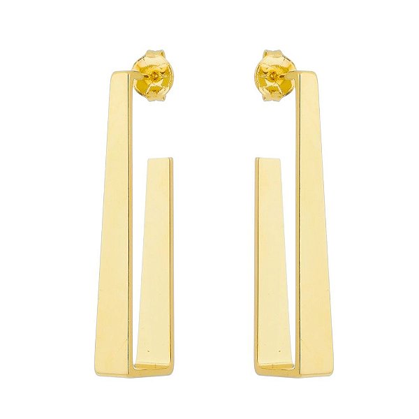 Argola retangular lisa folheada a ouro 18k