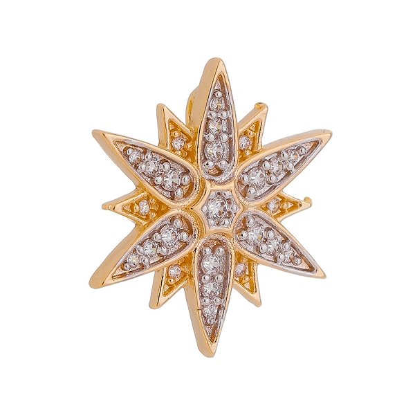 Pingente estrela com zircônias folheado a ouro 18k