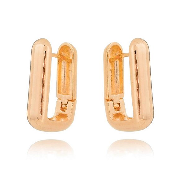 Argola quadrada lisa folheada a ouro 18k