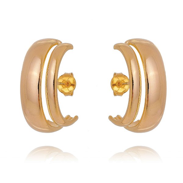 Brinco Ear Hooks folheado a ouro 18k