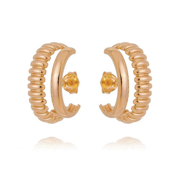 Brinco Ear Hooks folheado a ouro 18k