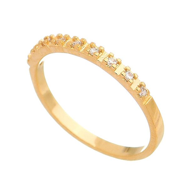 Meia aliança com zircônia folheada a ouro 18k