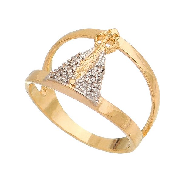 Anel Nossa Sra. Aparecida folheada a ouro 18k
