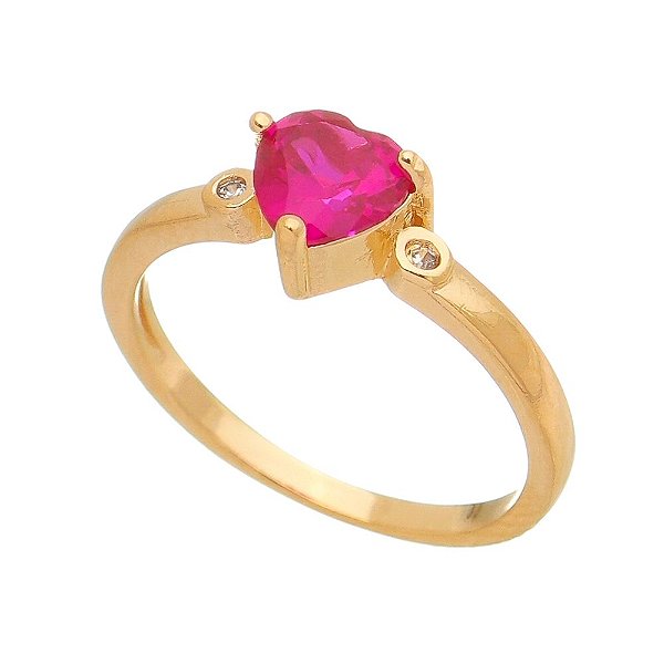 Anel coração rosa folheado a ouro 18k