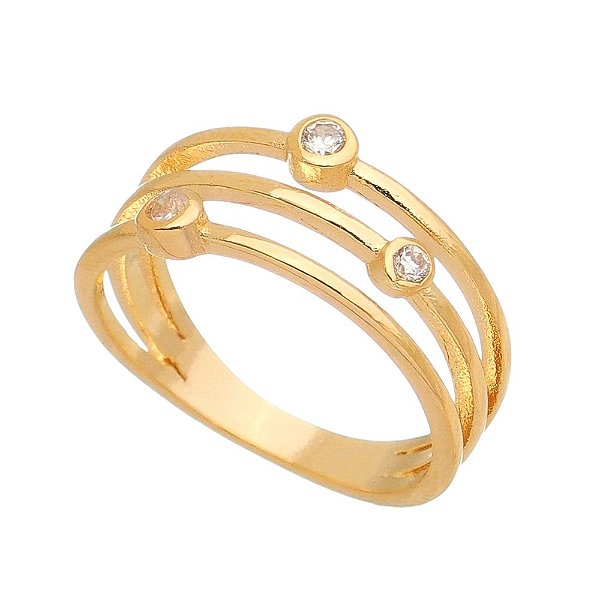 Anel 3 fios folheado a ouro 18k