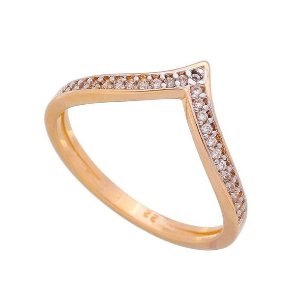 Anel com zircônias folheado a ouro 18k