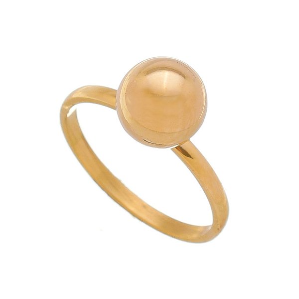 Anel bola média folheado a ouro 18k