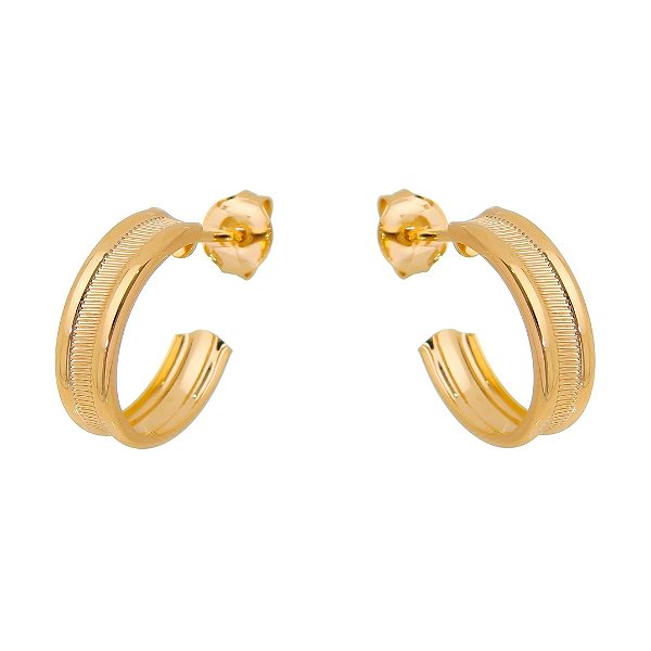 Argola trabalhada folheada a ouro 18k