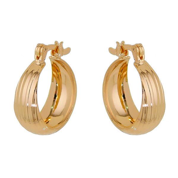 Argola trabalhada pequena folheada a ouro 18k