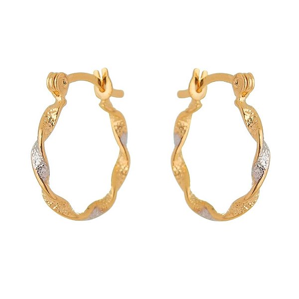 Argola trabalhada folheada ouro 18k