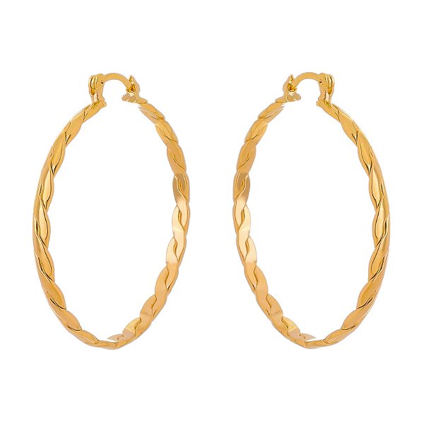 Argola trançada folheada a ouro 18k