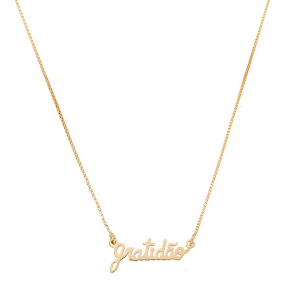 Gargantilha Gratidão folheada a ouro 18k