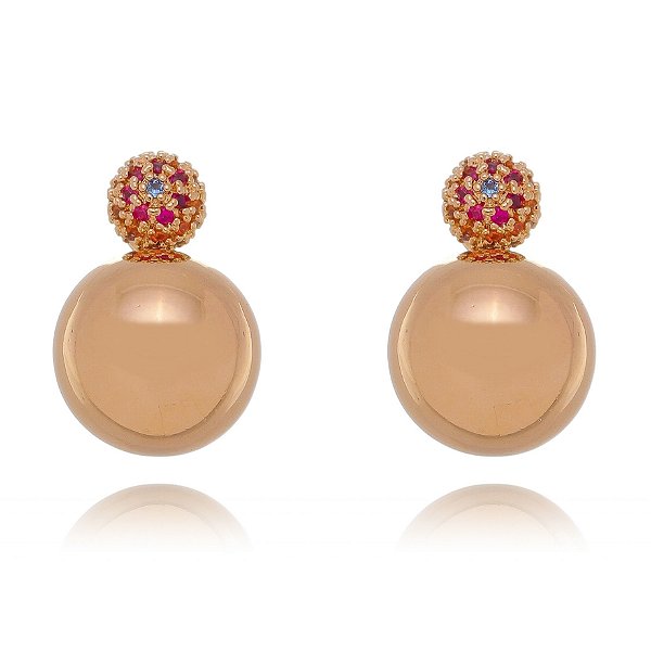 Brinco bola folheado a ouro 18k