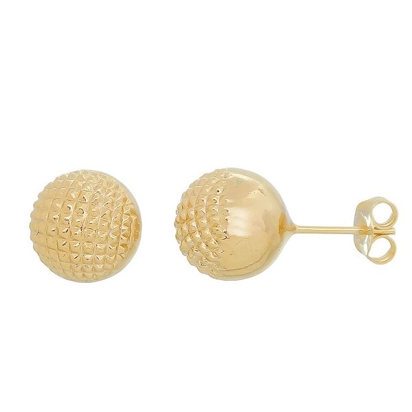 Brinco bola pontilhado folheado a ouro 18k