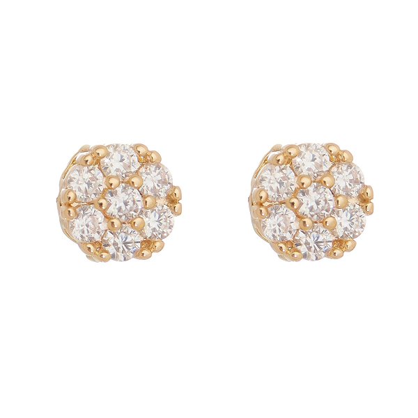 Brinco com zircônias folheado a ouro 18k