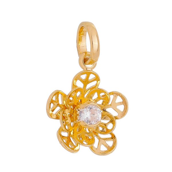 Pingente flor folheado a ouro 18k