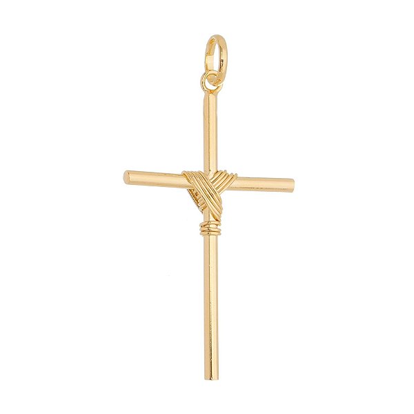 Pingente cruz com manto folheado a ouro 18k