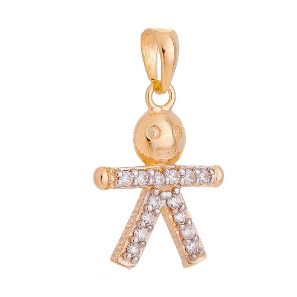 Pingente menino com zircônias folheado a ouro 18k