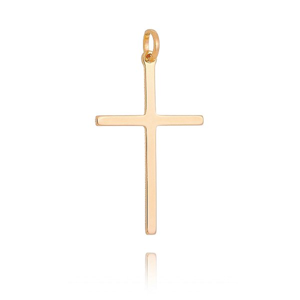 Pingente cruz lisa folheado a ouro 18k