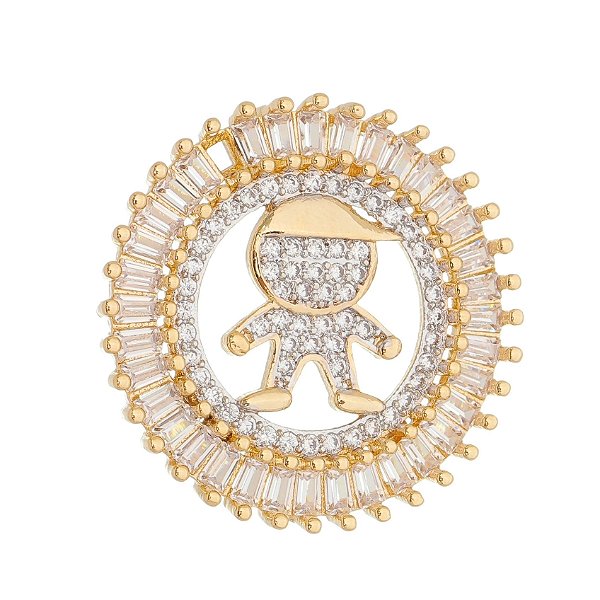 Pingente com zircônias folheado a ouro 18k