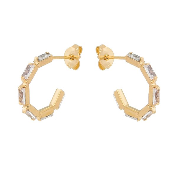 Argola pequena com zircônias folheada a ouro 18k