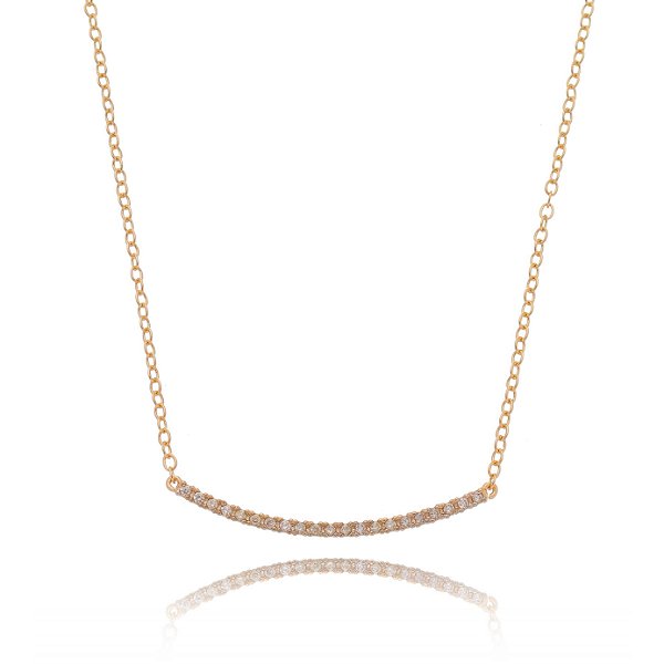 Gargantilha curva com zircônias folheada a ouro 18k