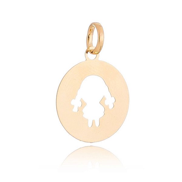 Pingente menina folheado a ouro 18k