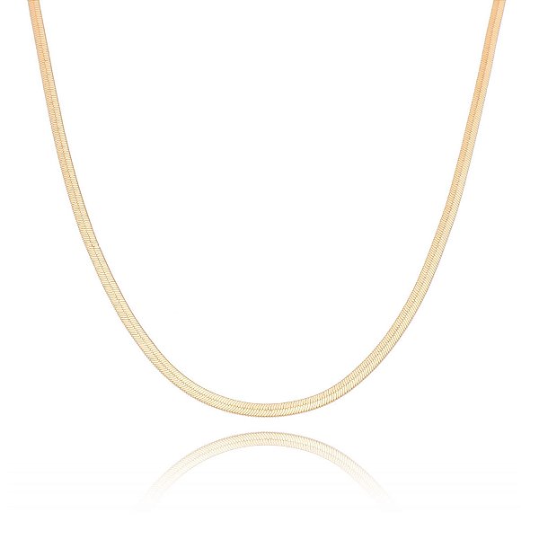 Corrente batida média folheada a ouro 18k