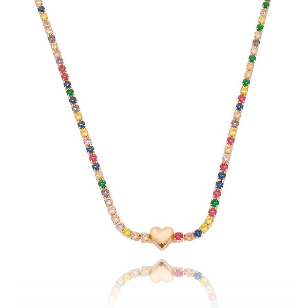 Gargantilha com zircônias folheada a ouro 18k