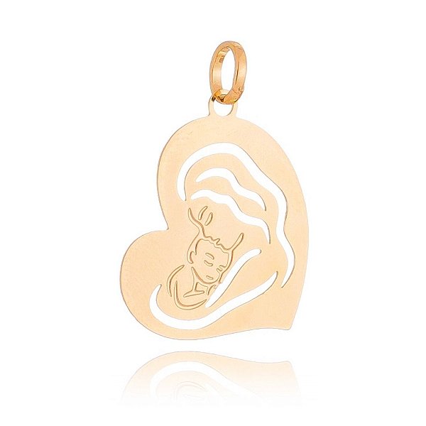 Pingente mãe e filho folheado a ouro 18k