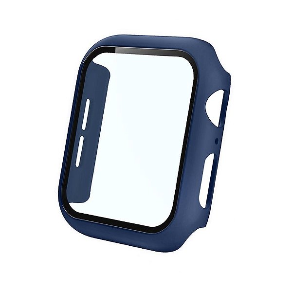 Bumper Case Com Película Azul Escuro para Apple Watch Series (1/2/3/4/5/6/SE) de Silicone - Q9UFHH850