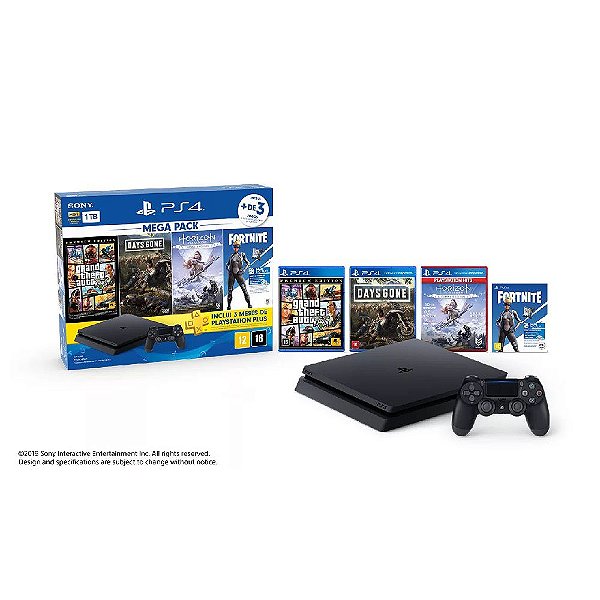 PLAYSTATION 4 SLIM 1TB C/ GTA, DG, HZD