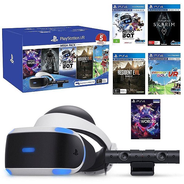 PLAYSTATION VR BUNDLE COM 5 JOGOS