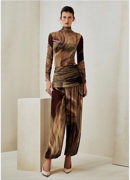 CALÇA TULE DRAPEADA