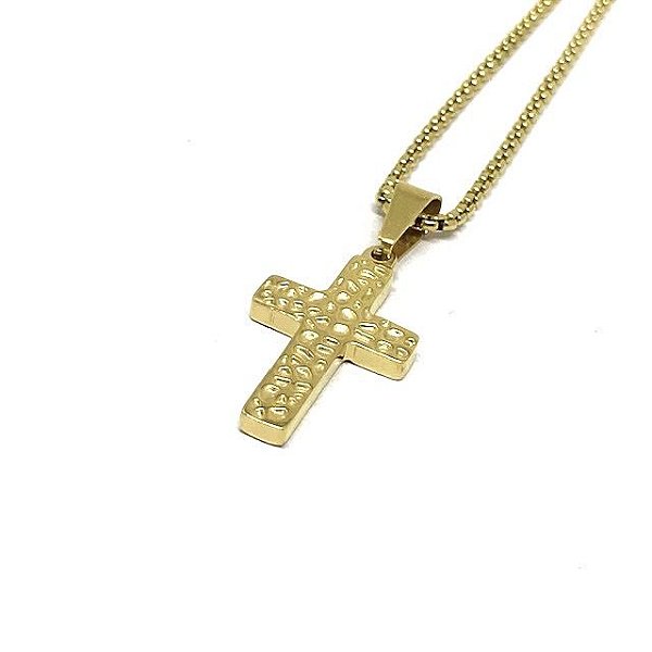 Colar Crucifixo Dourado Minimalista [aço PREMIUM]