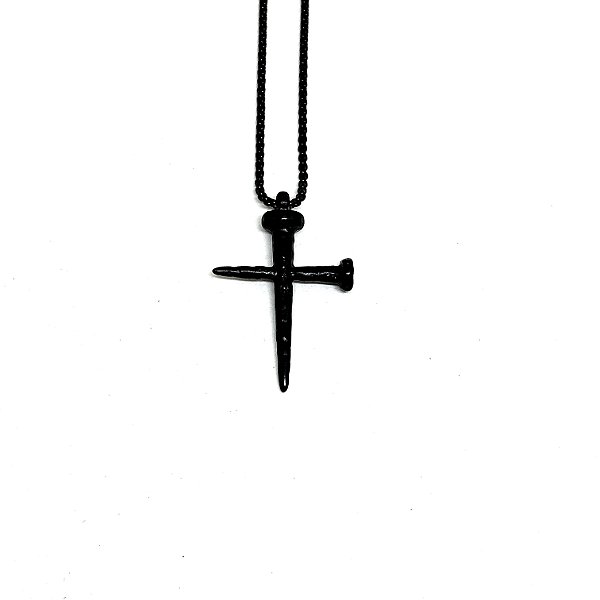Colar Crucifixo Pregos realismo preto [corrente aço premium]
