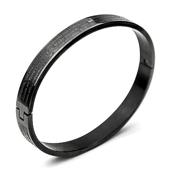 Pulseira Oração do Pai Nosso Black [pulso médio MASCULINO]