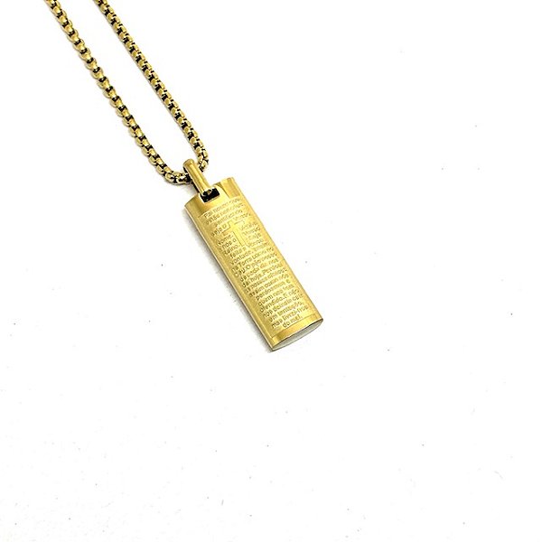 Colar Oração do Pai Nosso Gold Minimalista [aço Premium]