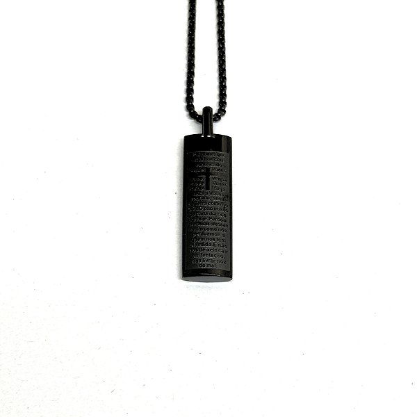 Colar Oração Pai Nosso Minimalista Black [aço Premium]