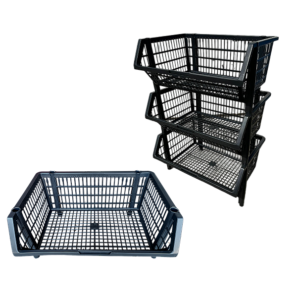Cesto Expositor Empilhável Organizador Plástico para Estoque de Loja Tamanho Pequeno