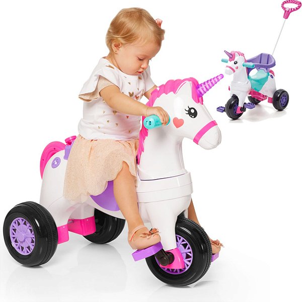 Carrinho de Passeio e Pedal para Bebe Calesita Fantasy Rosa