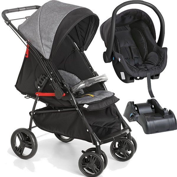 Carrinho Bebe Conforto Base Galzerano Maranello Preto Cinza