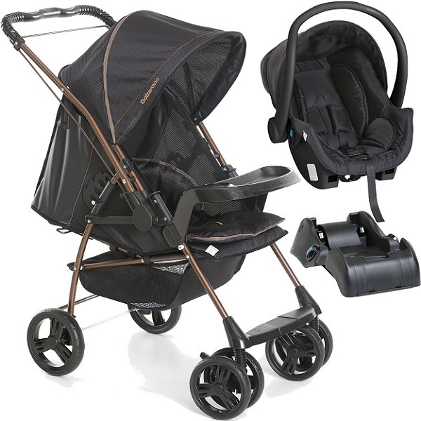 Carrinho Bebe Conforto Base Galzerano Milano II Preto Cobre