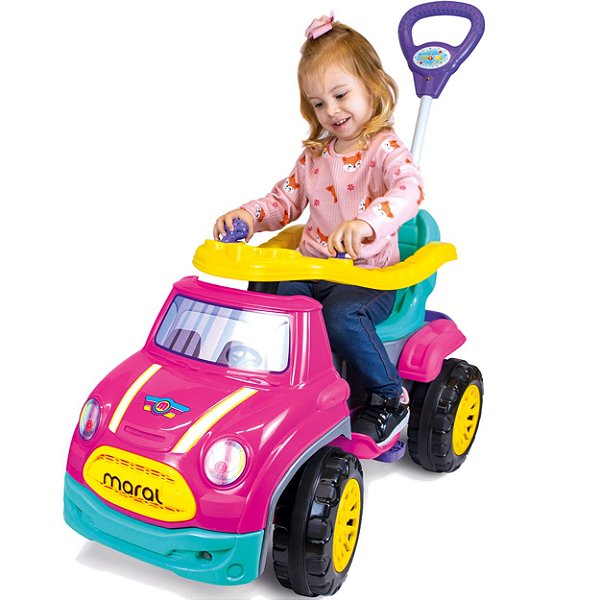 Carrinho de Passeio e Pedal para Bebe Maral Sport Car Rosa