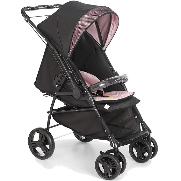 Carrinho de Bebe Reversivel Galzerano Maranello Preto Rosa