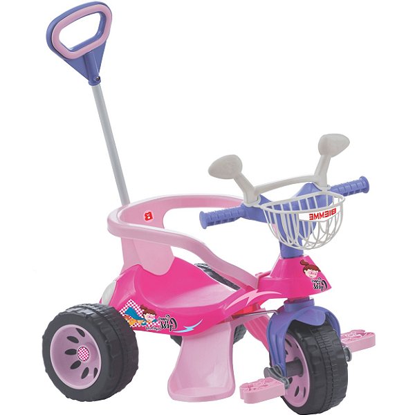 Triciclo Infantil Passeio e Pedal Biemme Super Cross Rosa