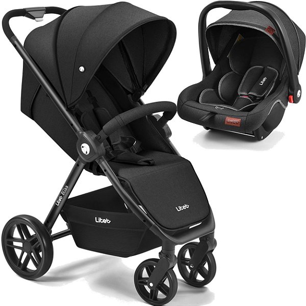 Carrinho de Bebe Compacto com Bebe Conforto Litet Bliss Preto